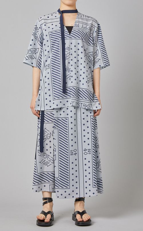 タイルプリントラップスカート