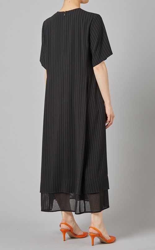 ストライプメッシュヘムワンピース