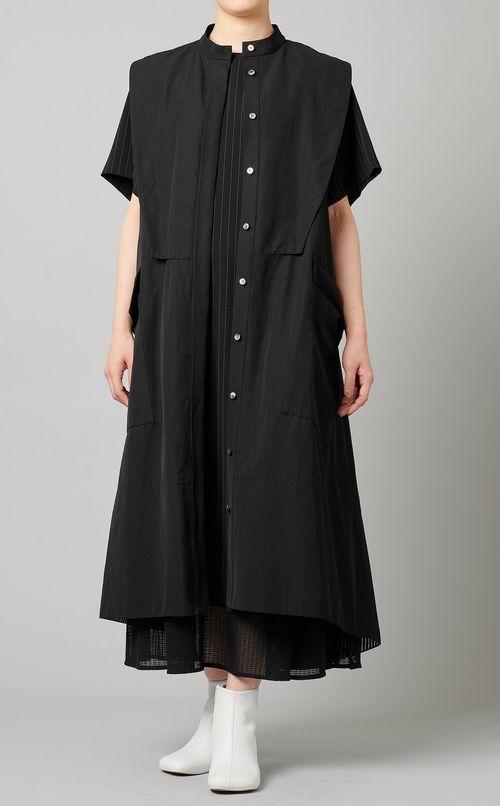 ストライプメッシュヘムワンピース