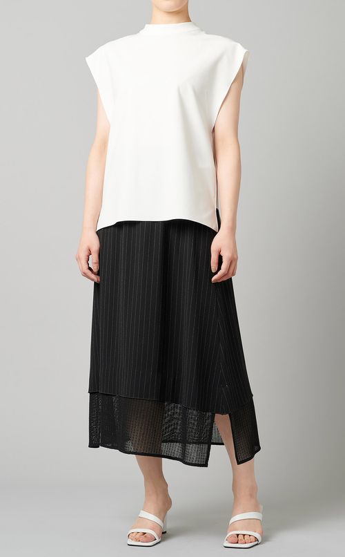 ストライプメッシュヘムスカート