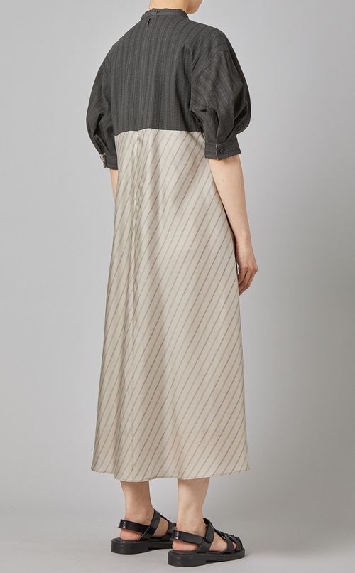 ボリュームスリーブ切替ワンピース