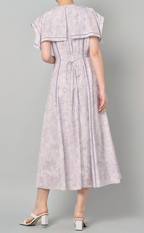 プリントラッフルカラーワンピース