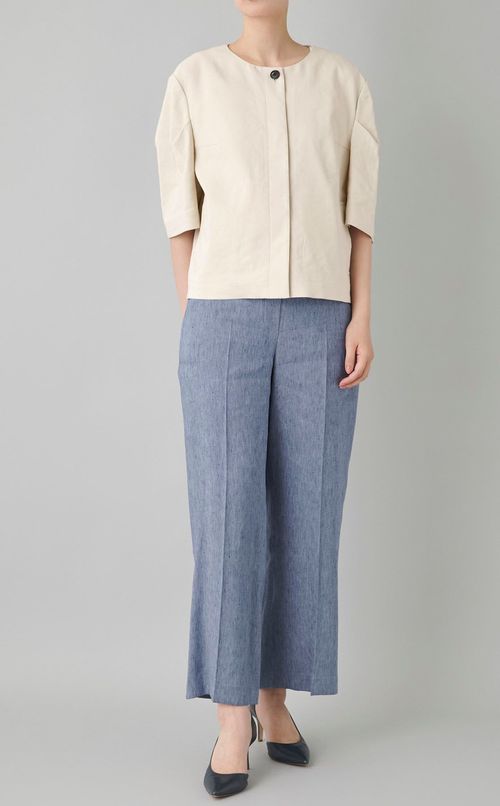 リネンノーカラージャケット