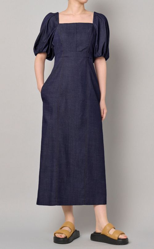 スクエアネックパフスリーブワンピース