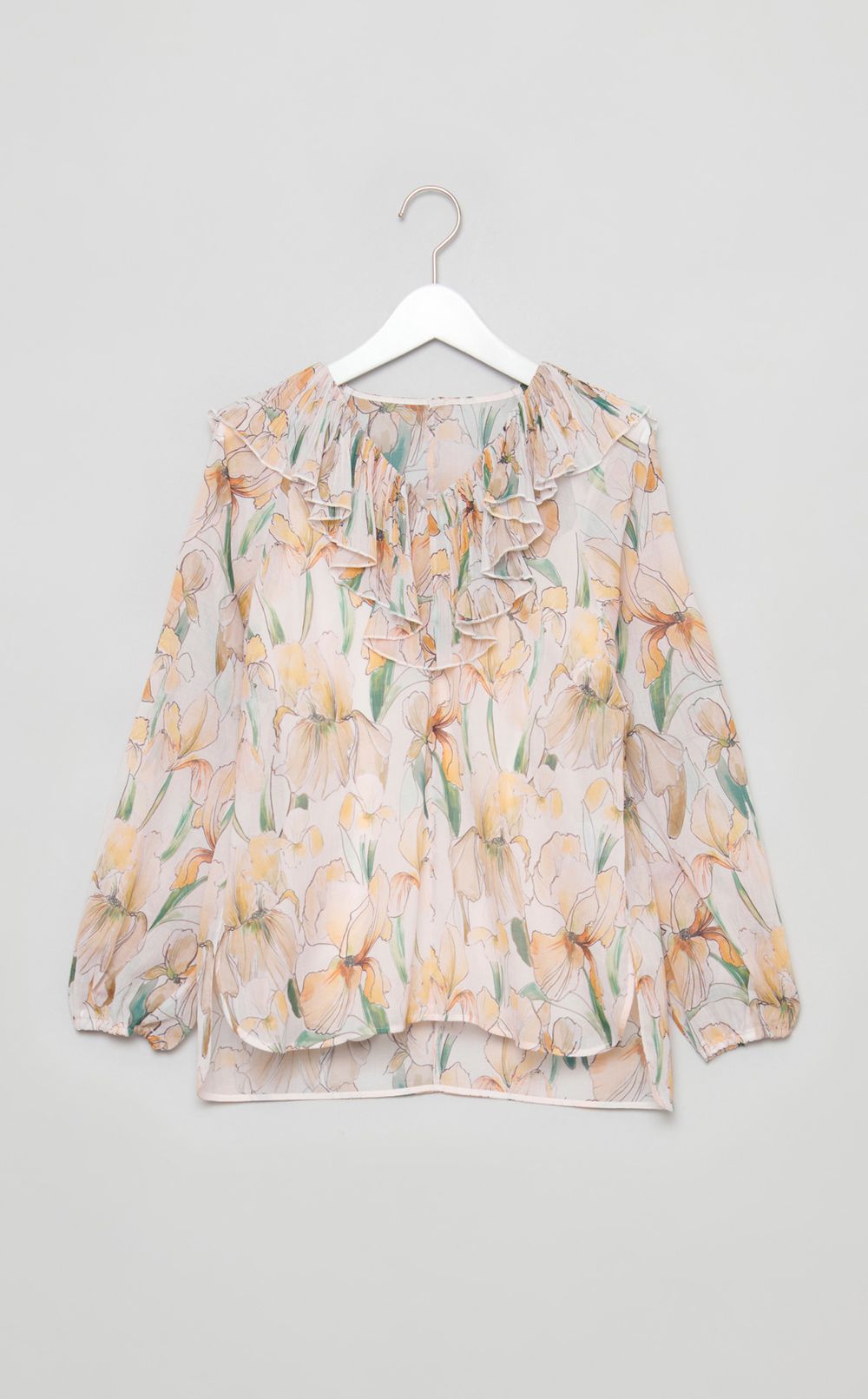フラワープリントフリルブラウス