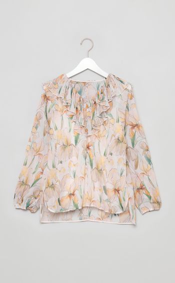 フラワープリントフリルブラウス