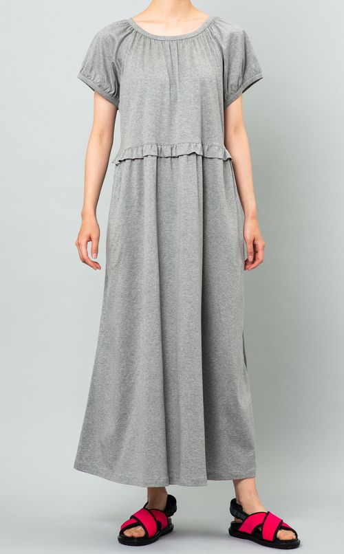 パフスリーブロングカットソーワンピース