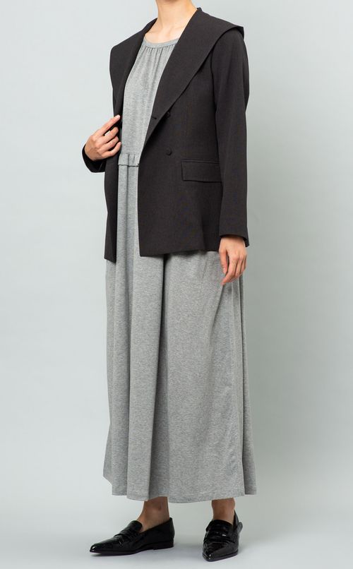 パフスリーブロングカットソーワンピース