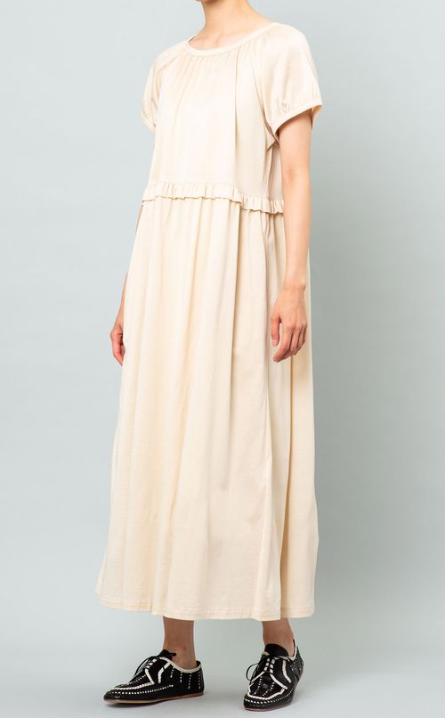 パフスリーブロングカットソーワンピース