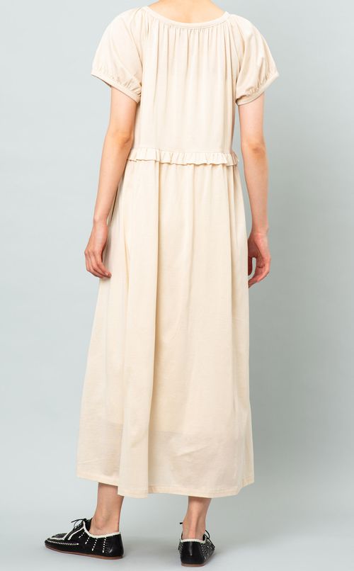 パフスリーブロングカットソーワンピース