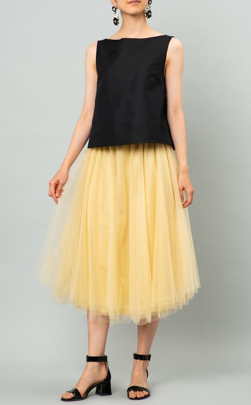 チュールレイヤードロングスカート