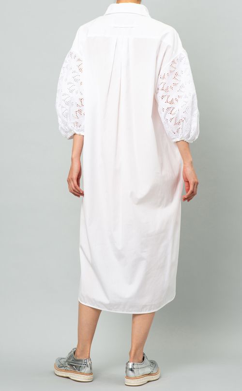 レースパフスリーブシャツワンピース