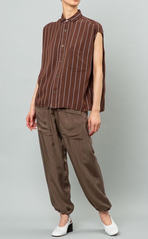 フレンチスリーブストライプシャツ