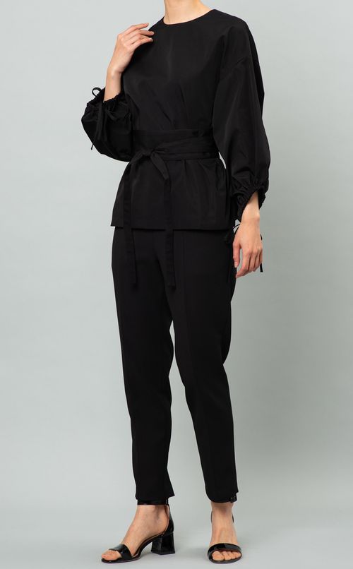 グログランギャザースリーブブラウス