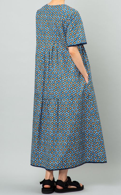 コモン柄フレアロングワンピース