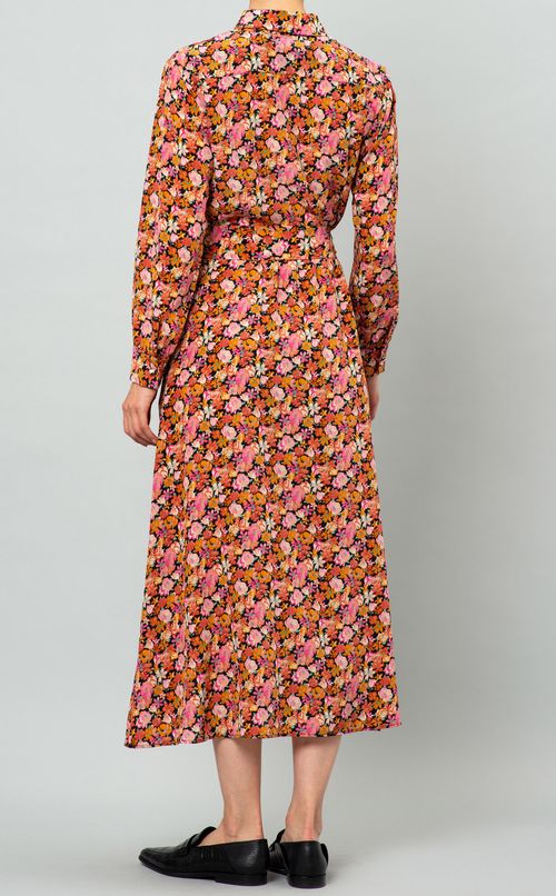 フラワープリントシャツワンピース