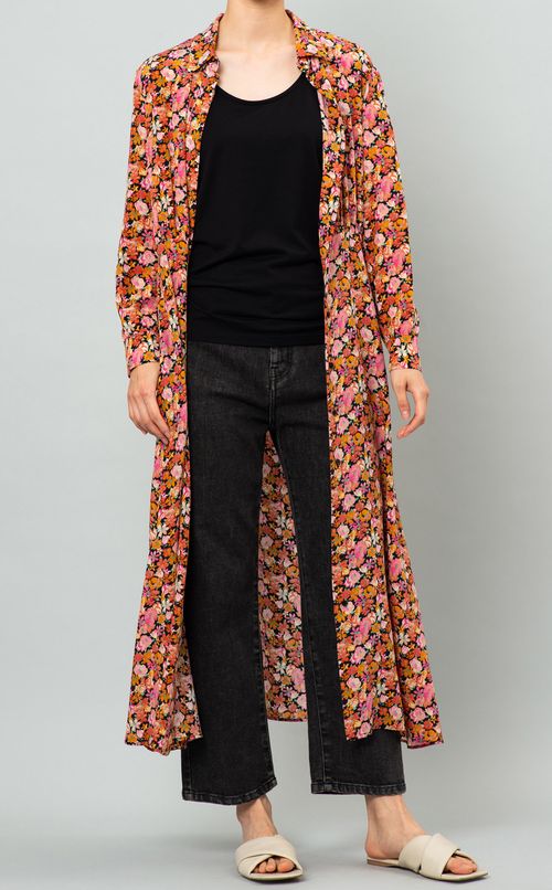 フラワープリントシャツワンピース