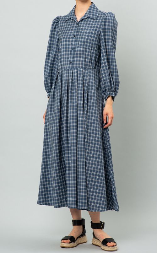 パフスリーブシャツワンピース