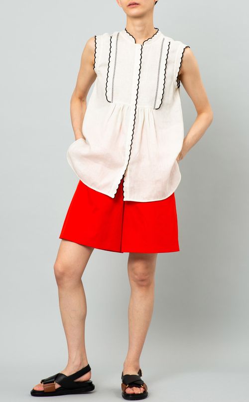 リネン混キュロットパンツ