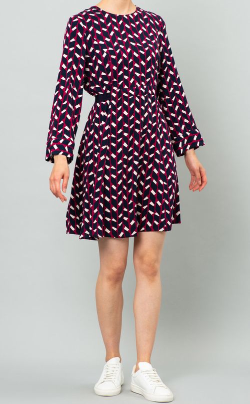 ジオメトリックプリントリボンワンピース
