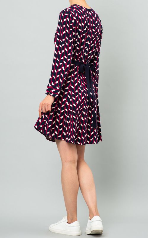 ジオメトリックプリントリボンワンピース
