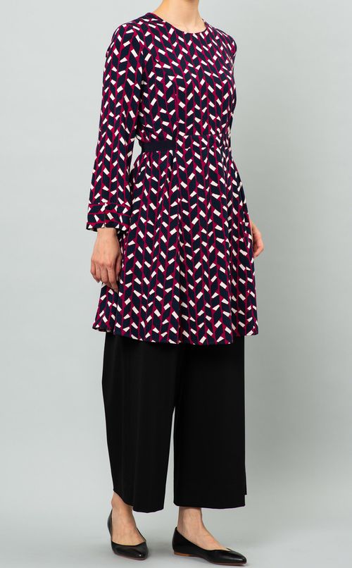 ジオメトリックプリントリボンワンピース