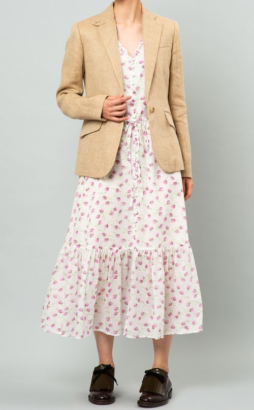 フラワープリントフリルマキシワンピース