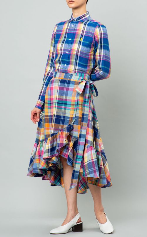 マドラスチェックギャザーラップスカート