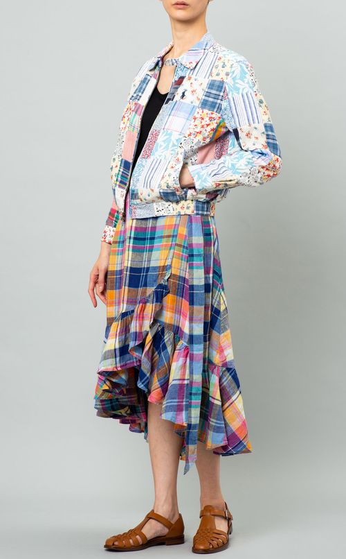 マドラスチェックギャザーラップスカート