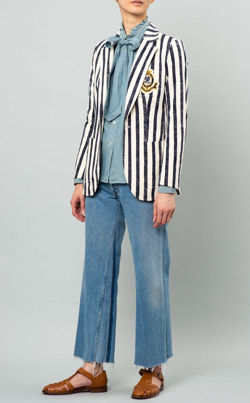 ボウタイ付シャンブレーブラウス