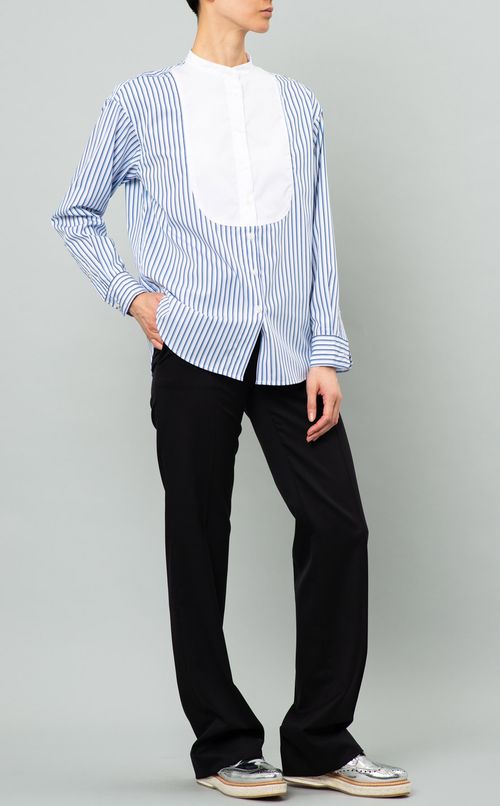 コットンストライプドレスシャツ