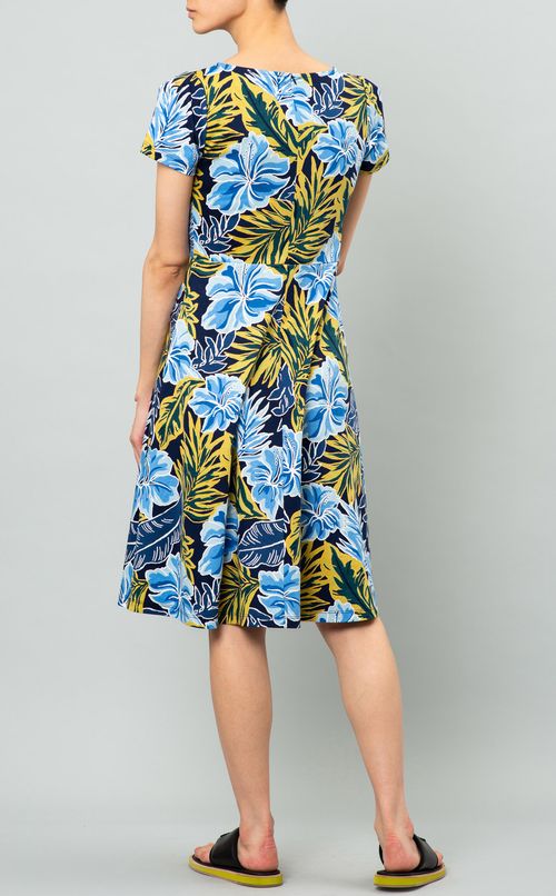 Vネックフラワープリントワンピース