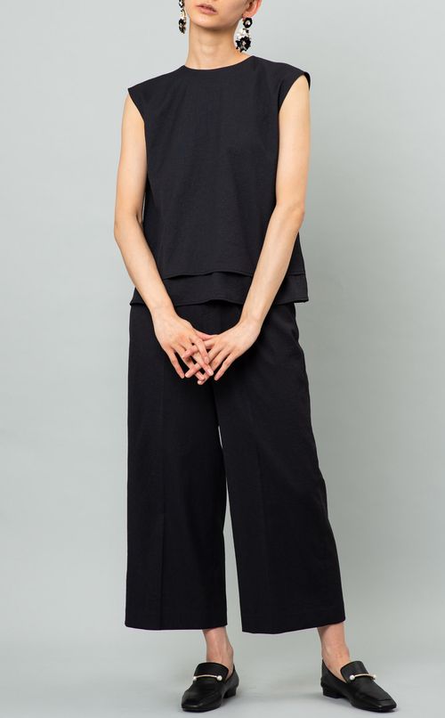 リネン混フレンチスリーブブラウス