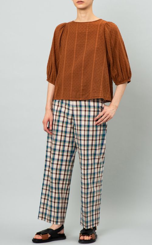 パフスリーブドットブラウス