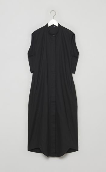 オープンバックリネンシャツワンピース