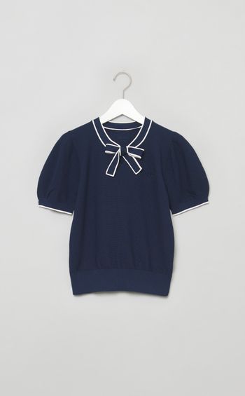 【手洗い可】ボウタイニットプルオーバー