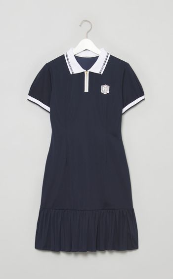 【手洗い可】プリーツマーメイドポロワンピース