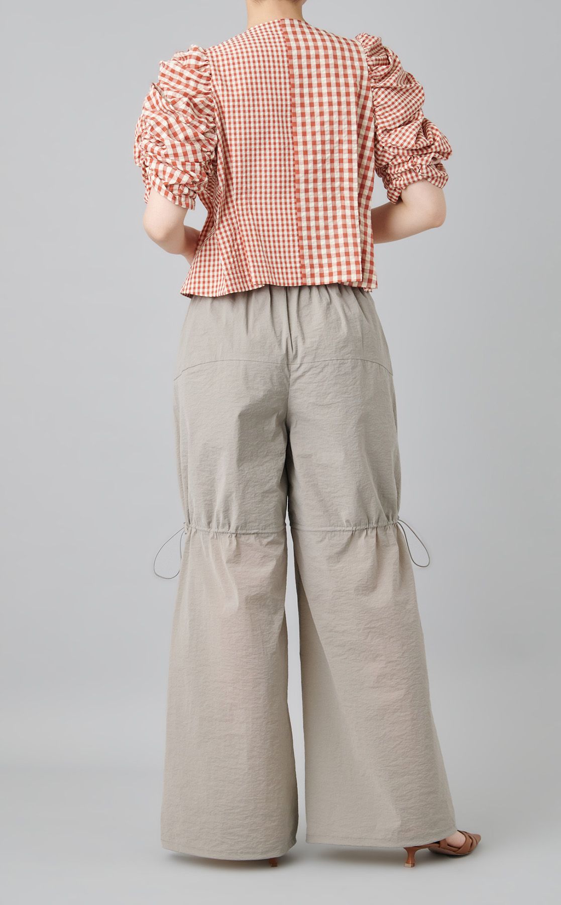 Sa-Rah スタンドネックギャザーブラウス長袖　ギンガムチェック styling/｜ギンガムチェックギャザーブラウス