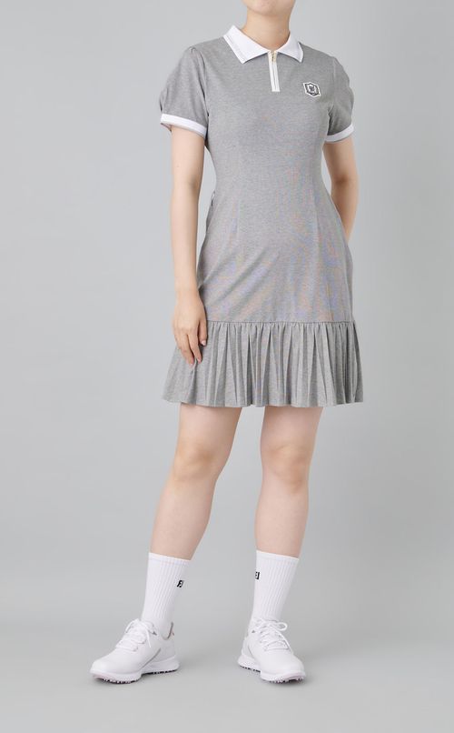 【手洗い可】プリーツマーメイドポロワンピース