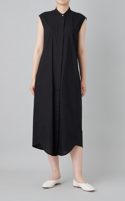 オープンバックリネンシャツワンピース