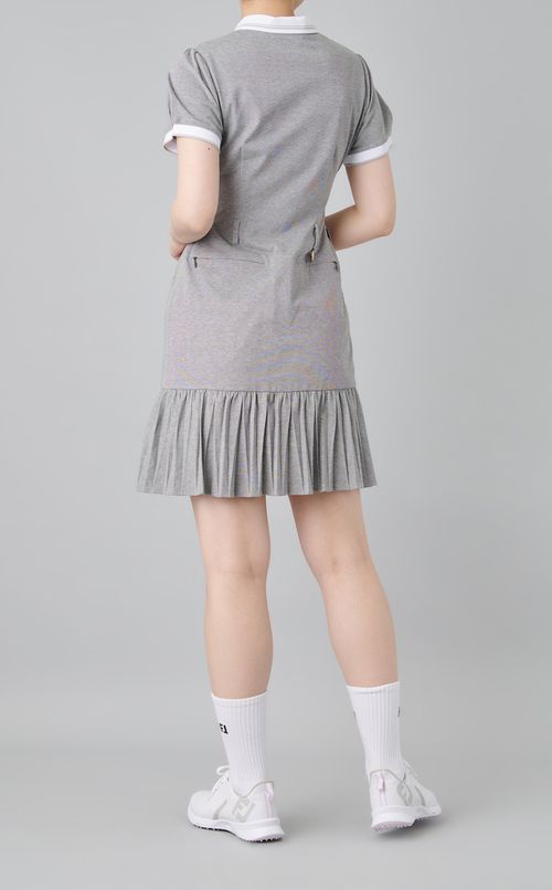 【手洗い可】プリーツマーメイドポロワンピース