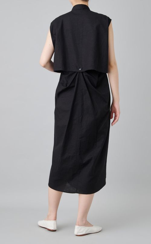 オープンバックリネンシャツワンピース