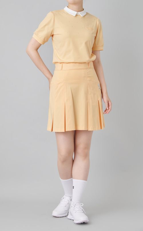 【手洗い可】衿付きラインストーントップス