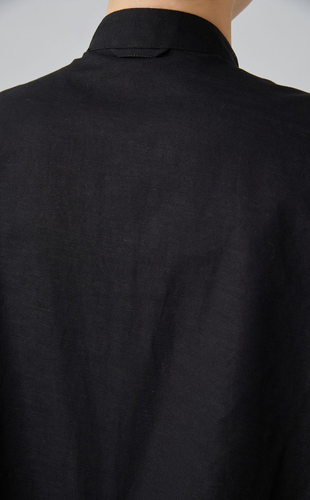 オープンバックリネンシャツワンピース