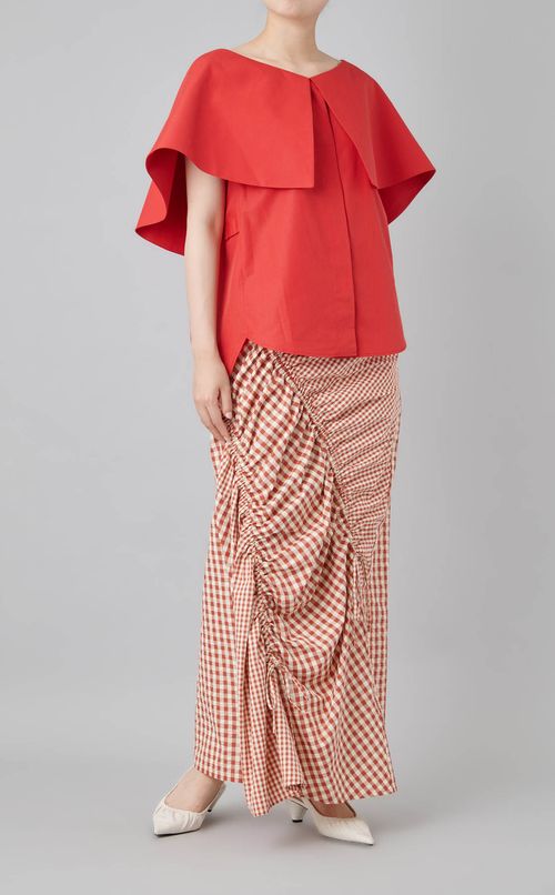 ケープカラーノースリーブシャツ