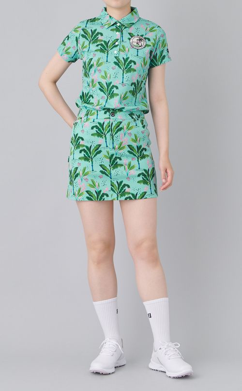 【手洗い可】パームツリープリントポロシャツ