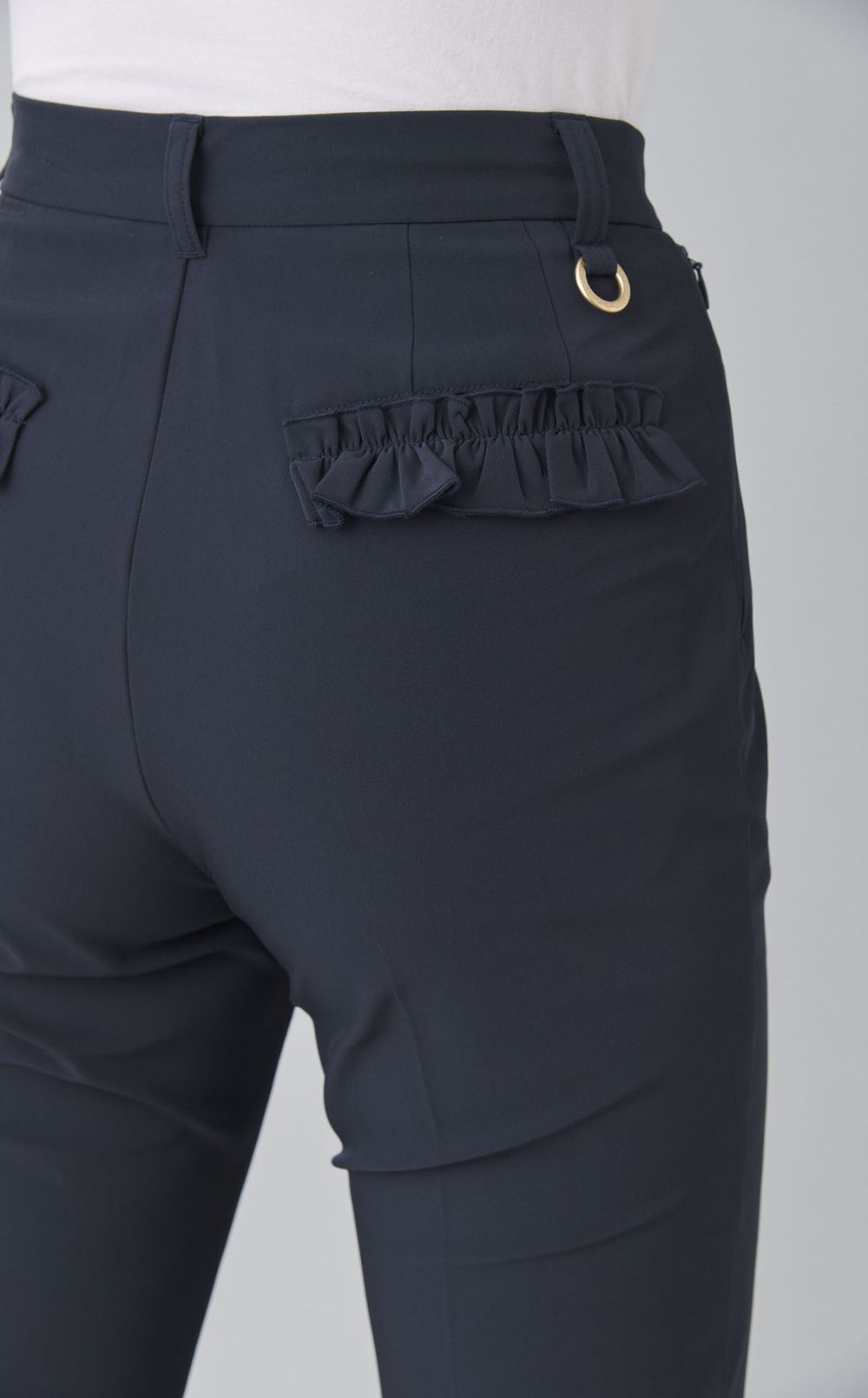 【手洗い可】フリルポケットストレッチパンツ