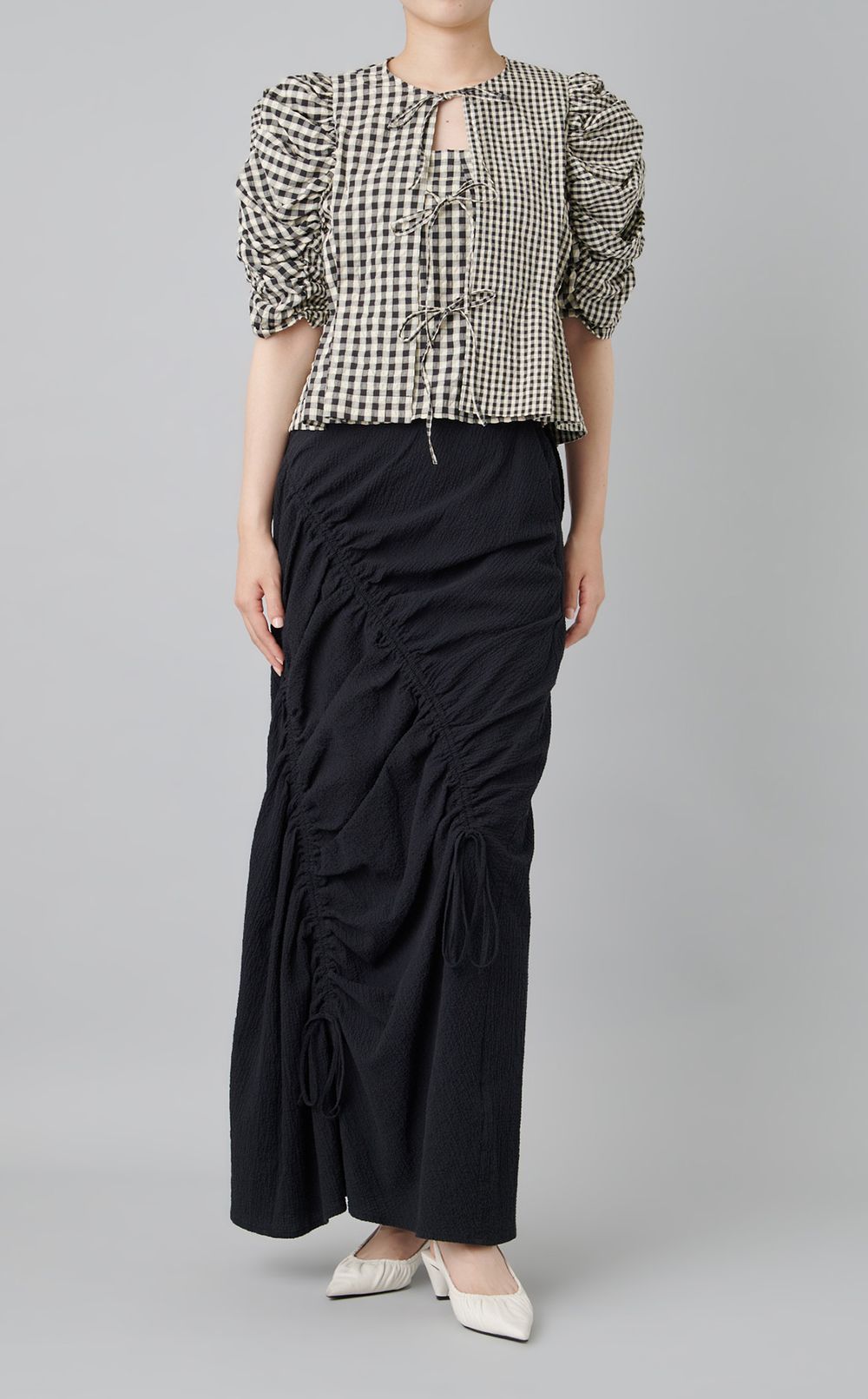 ドローストリングロングスカート