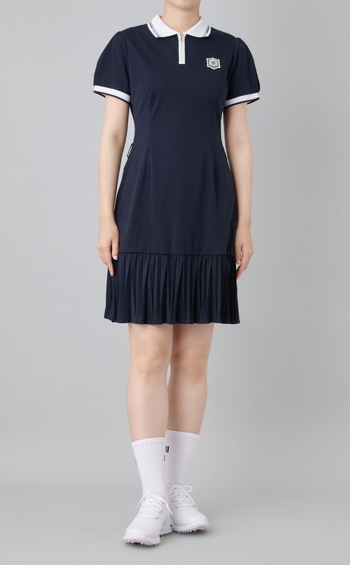 【手洗い可】プリーツマーメイドポロワンピース