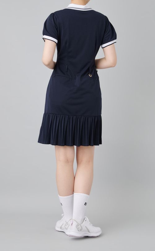 【手洗い可】プリーツマーメイドポロワンピース